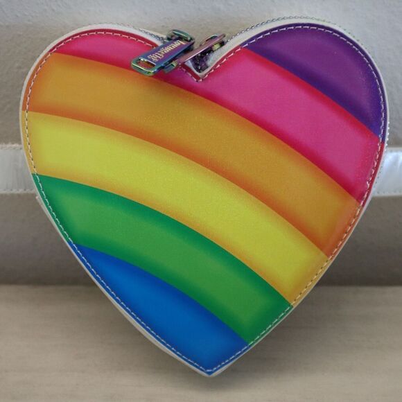 Loungefly Lisa Frank Logo Heart Detachable Rainbow Bag Mini Backpack - Picture 13 of 16